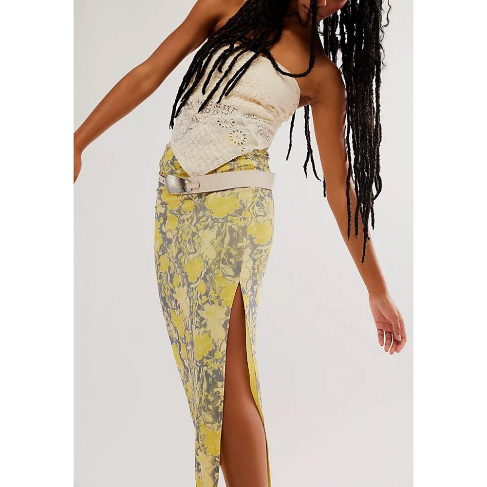 Free People Yellow and Gray Midi Skirt - Picture 5 of 11